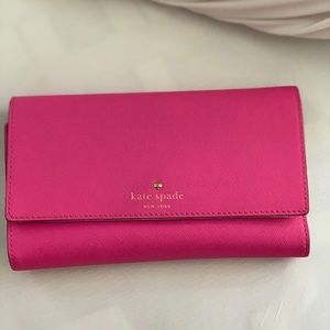 Kate Spade Pink Leather Trifold Wallet